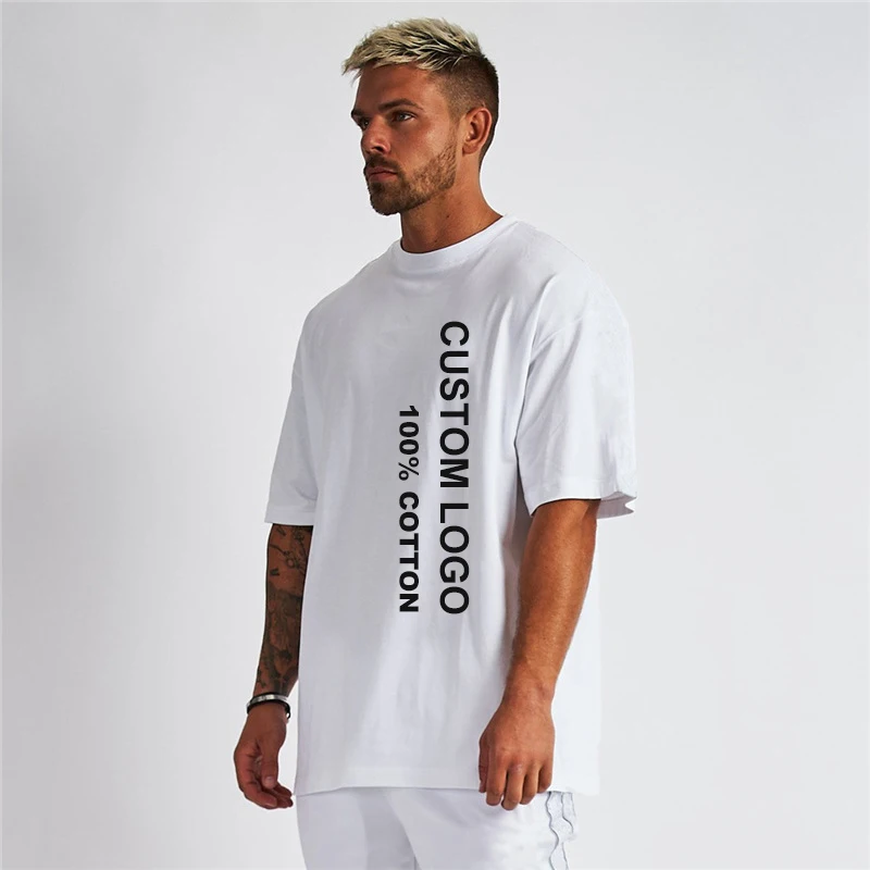 Custom-Printed-100-Cotton-T-shirt-High-Quality-Drop-Shoulder-Plain-Unisex-Design-For-Men-Women-Gym-Solid-Knitted