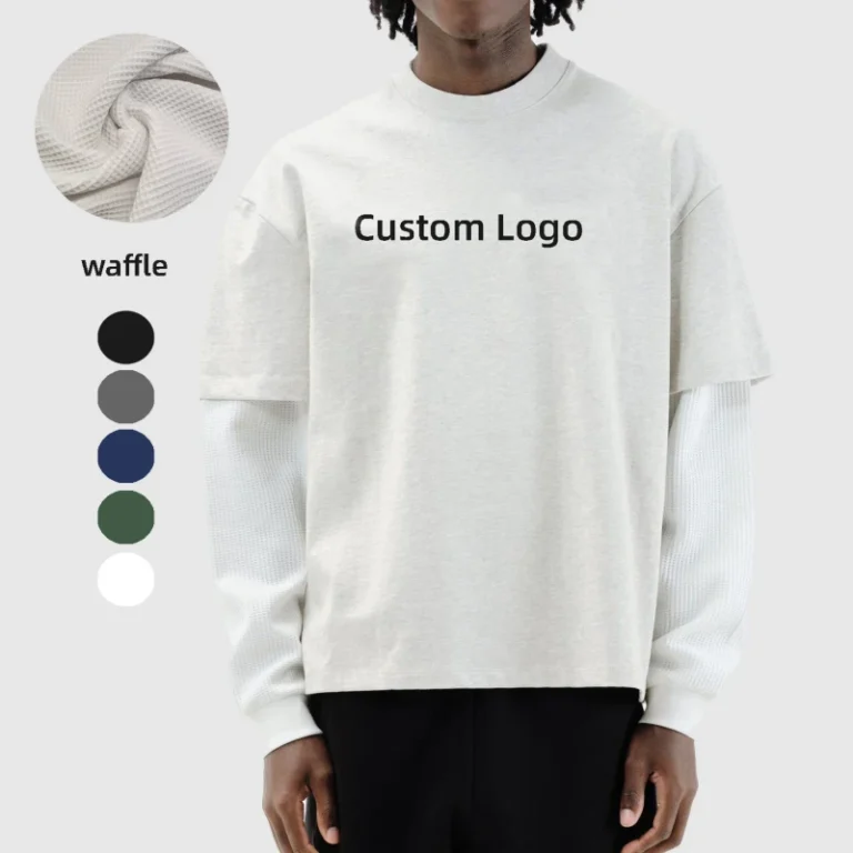 Custom-Printed-Cotton-Crew-Neck-Thermal-Long-Sleeve-T-Shirt-Blank-Oversized-Solid-Men-Waffle-Knit-T-Shirt