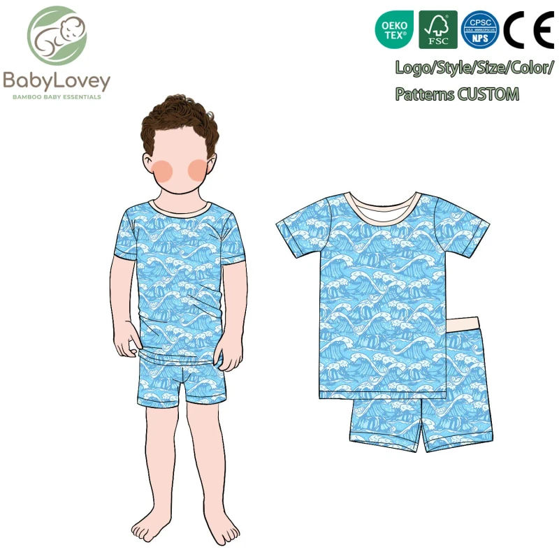 Custom-Printed-Spandex-Bamboo-Fiber-Soft-T-Shirt-And-Shorts-Breathable-Set-Casual-Style