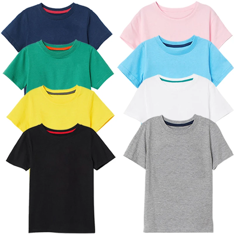 Custom-Printing-Kids-Tshirt-Short-Sleeve-Color-Combed-Cotton-Plain-Tshirt-Basic-Kids-Cloths