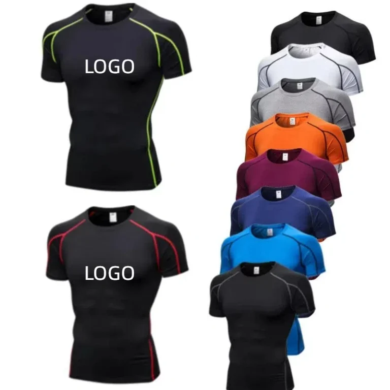 Custom-Printing-Mens-Tight-Compression-Gym-Sports-Wear-T-Shirt-Polyester-Spandex-Blend-Slim-Fit-for-Men