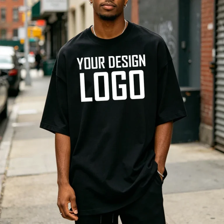 Custom-Puff-Print-T-shirts-230gsm-100-Cotton-Oversized-T-Shirt-Drop-Shoulder-Heavyweight-Streetwear-Blank-Mens-Tshirt