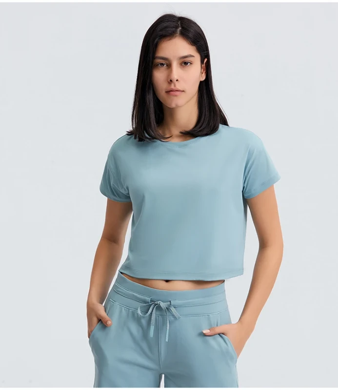 Custom-Quick-Dry-Women-Crew-Neck-Short-Sleeve-T-shirt-Fitness-Blank-Loose-Crop-Top-Shirt-for-Women