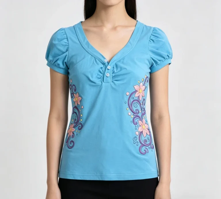Custom-Retro-Embroidery-Logo-Short-T-shirt-Womens-Short-Sleeve-Top-Retro-style-T-shirt