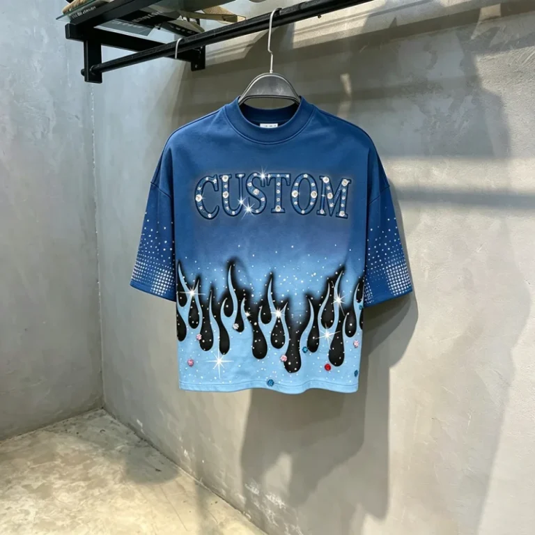 Custom-Rhinestone-Printed-Graphic-Short-Sleeve-T-Shirt-DTG-Digital-Printing-100-Cotton-Vintage-Streetwear-Summer-Mens-T-Shirt