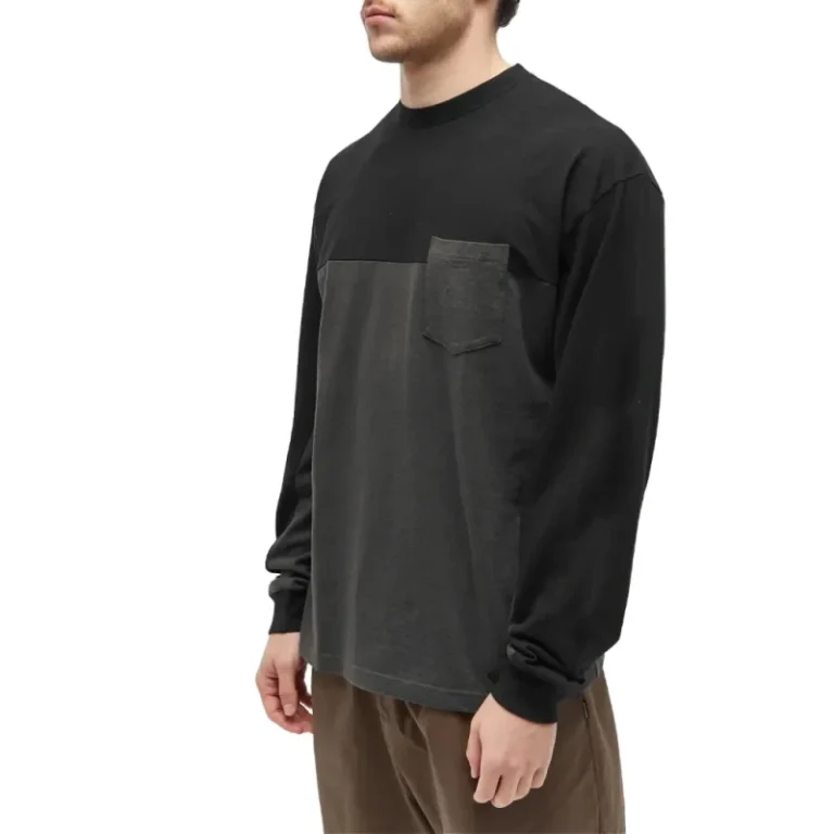 Custom-Screen-Print-Color-Block-Mens-Heavyweight-Cotton-Crewneck-Long-Sleeve-T-shirt-with-Pocket