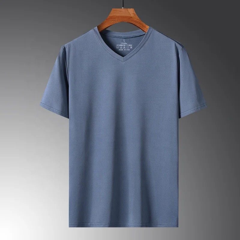 Custom-Seamless-Youth-Sportswear-Man-Sport-Ice-Silk-V-Neck-Undershirt-Top-Lightweight-Quick-Drying-Mens-Fashion-T-shirts