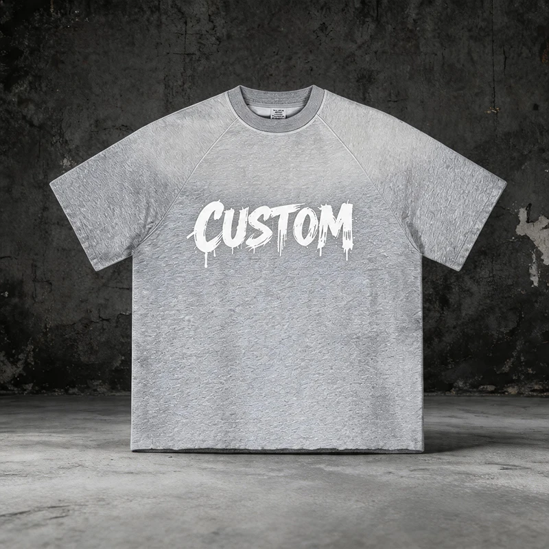 Custom-Short-Sleeve-Mens-T-Shirts-Cotton-Vintage-Tshirt-Homme-350gsm-O-Neck-100-Front-Logo-Anti-Pilling-Quick-Dry-T-Shirt