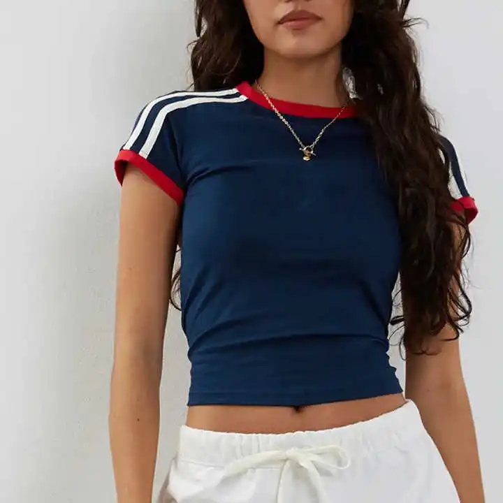 Custom-Slogan-White-Print-Baseball-Crop-Top-Sexy-Cropped-T-Shirt-Women-Tight-Slim-Soft-Cotton-Spandex-Girls-Summer-Baby-Tee