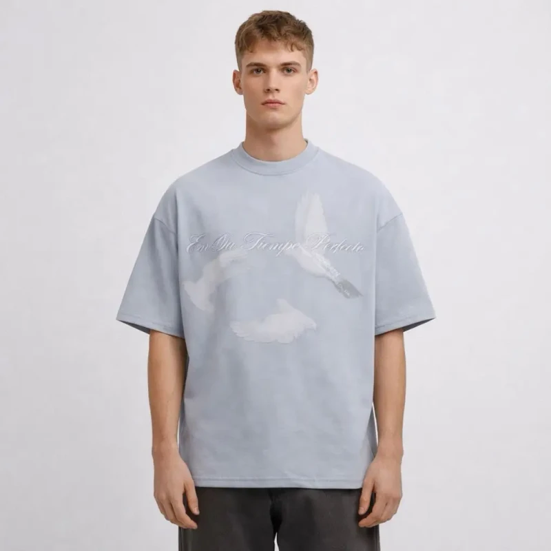 Custom-Street-Style-Baby-Blue-Mock-Neck-Digital-Printing-Drop-Shoulder-Oversized-T-shirt-for-Men