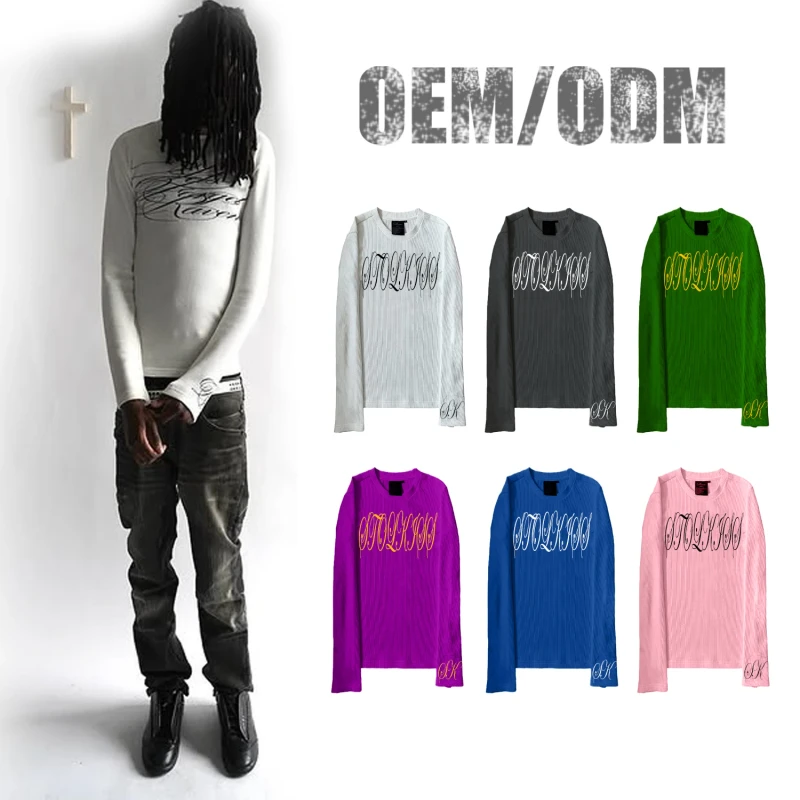 Custom-Streetwear-Heavy-Weight-Plain-Tshirt-Basic-Long-Sleeve-Cotton-T-Shirt-Customized-Mens-Blank-T-Shirt-for-Autumn