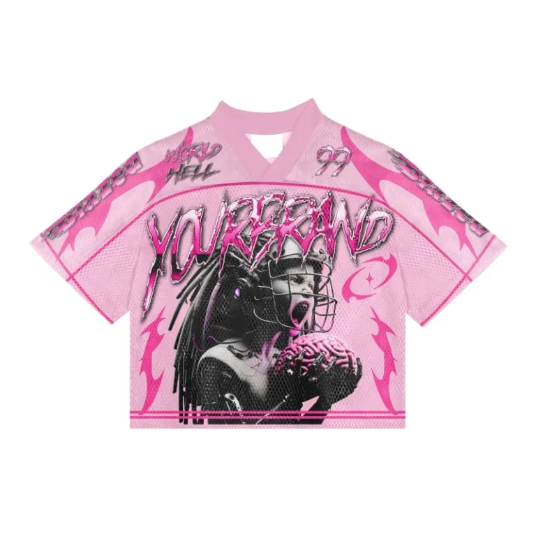 Custom-Streetwear-Sports-Pink-Football-Fan-Jersey-Sublimation-Print-Logo-Oversized-Boxy-Fit-Crop-Mesh-American-Football-T-shirts