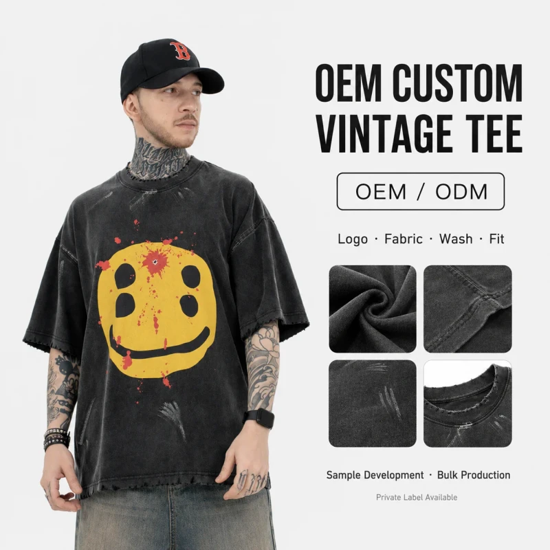 Custom-Streetwear-T-Shirt-Manufacturer-China-OEM-Heavyweight-100-Cotton-Vintage-Washed-Oversized-Boxy-Fit-Graphic-Tee