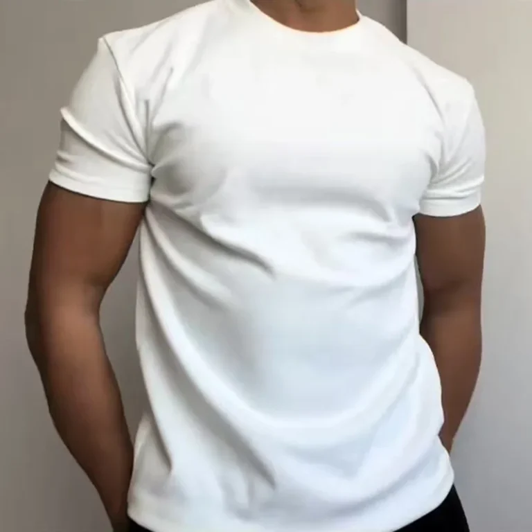 Custom-Style-or-Logo-ODM-Men-White-Cotton-T-Shirts-Casual-Solid-Pattern-Casual-Fitness-Fitted-Plain-Tee-Tshirt