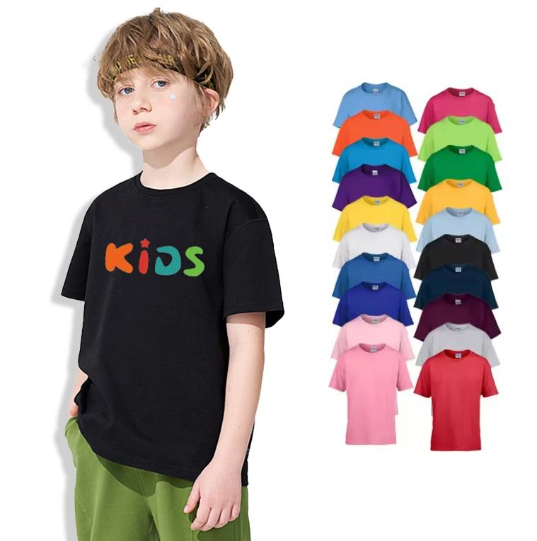 Custom-Summer-100-Combed-Cotton-Kids-Tee-Tshirts-Screen-Printed-Plain-Blank-White-Baby-Boys-Girls-T-Shirts-With-Logo