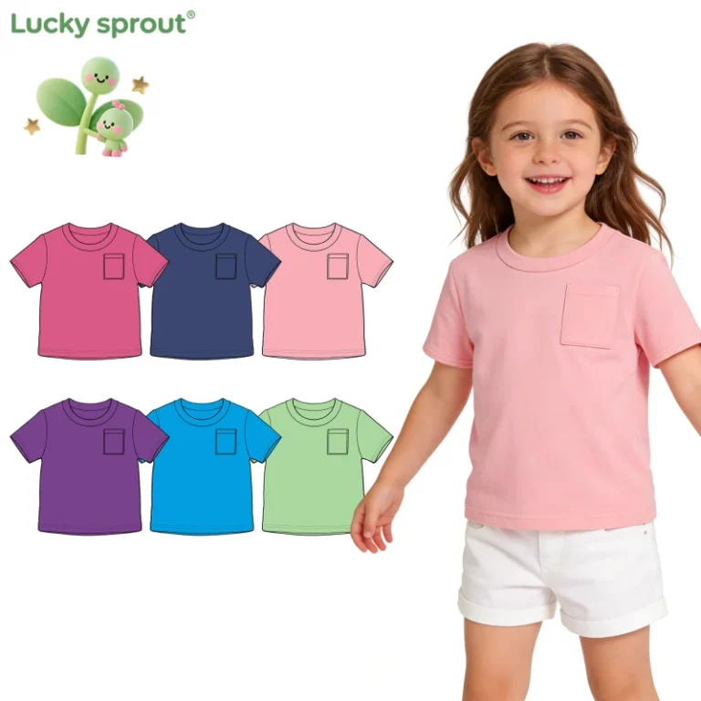 Custom-Summer-Baby-T-shirt-Short-Sleeve-Pocket-Tshirts-Soft-T-shirt-Children-Solid-O-neck-Top-Shirt