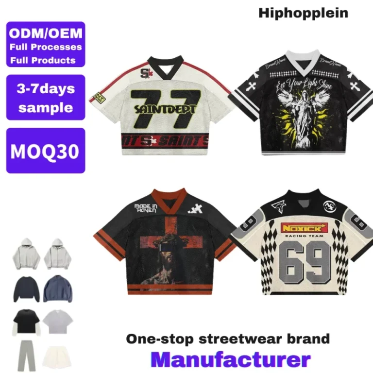 Custom-Summer-Streetwear-Retro-Soccer-Football-Jersey-Printed-Polyester-Boxy-Oversized-V-Neck-Mesh-T-Shirts-Woven-Fabric-T-shirt