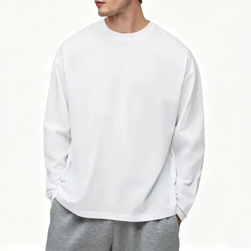 Custom-T-Shirt-Mens-100-Cotton-Tshirt-Luxury-Quality-Rib-O-neck-Long-Sleeve-Heavyweight-Streetwear-100-Cotton-T-shirt-For-Men