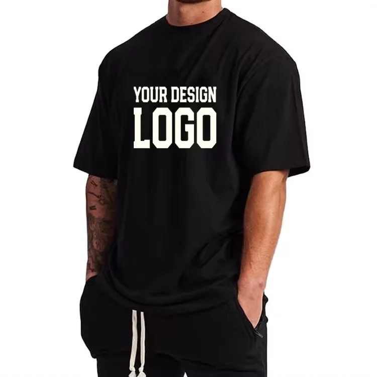 Custom-T-Shirt-Mens-Graphic-Tee-Gym-Wear-Plus-Size-Plain-Heavyweight-100-Cotton-Oversized