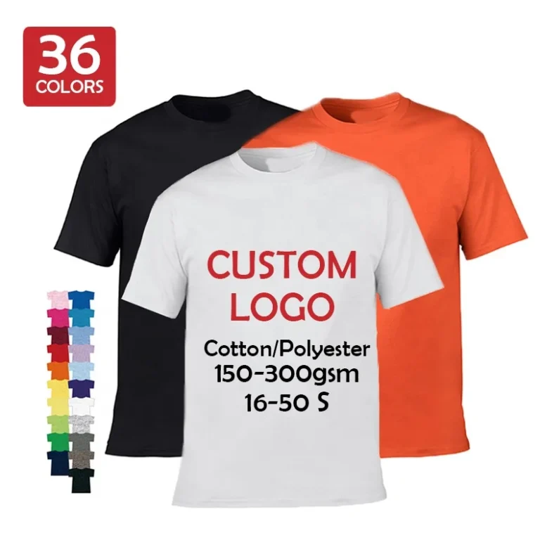 Custom-T-Shirts-100-Cotton-180gsm-Screen-Printing-Logo-Company-Staff-Team-Shirts