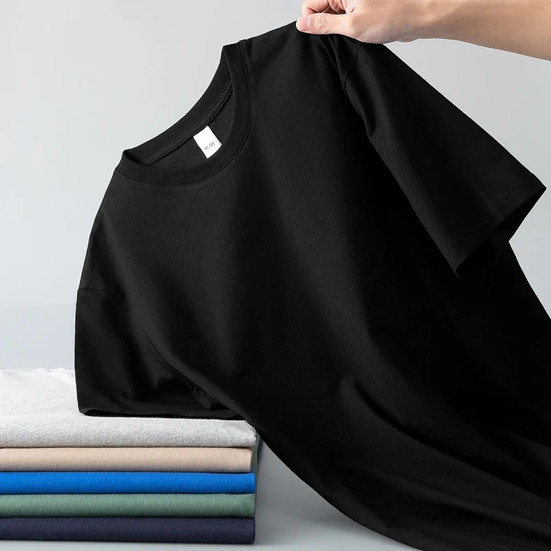 Custom-T-shirt-Short-Sleeved-Mens-Basic-Style-Solid-Color-Upper-Garment-Half-Sleeved-Base-Shirt-Round-Neck