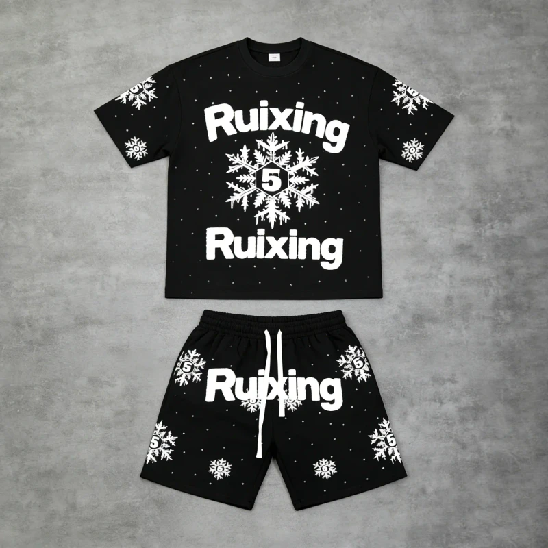 Custom-Tracksuit-Summer-Sweatsuit-Acid-Wash-2-Piece-Set-Screen-Printing-Cropped-Mens-Shorts-T-Shirt-Set