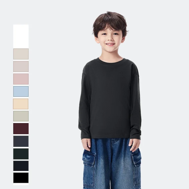 Custom-Unisex-Long-Sleeve-Cotton-Plain-T-Shirts-Silk-Screen-Printing-Kids-Blank-T-Shirt-for-Girl-and-Boy