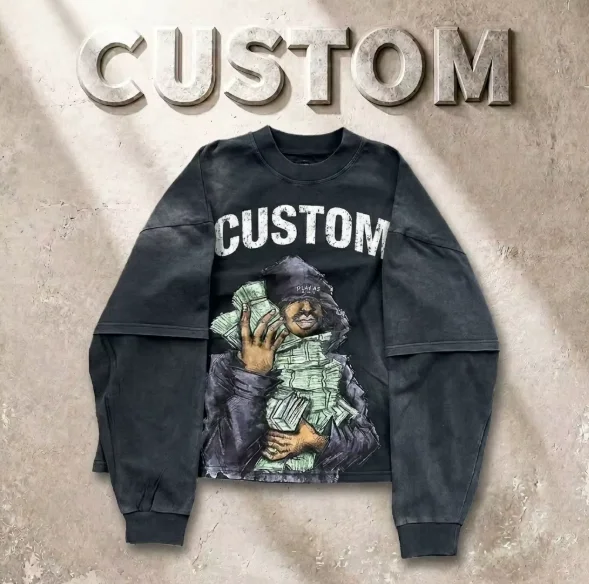 Custom-Vintage-Graphic-Mens-Long-Sleeve-T-Shirt-Oversized-Streetwear-Double-Layer-Panelled-Washed-Cotton-Blank-Sweatshirt