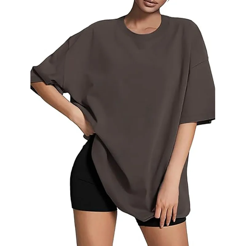 Custom-Womens-100-Cotton-Oversized-T-Shirts-Loose-Fit-Crewneck-Summer-Casual-Blouse-Breathable-Basic-Print