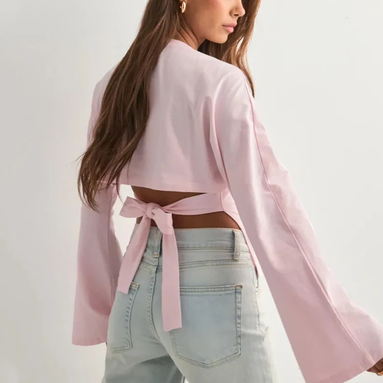 Custom-Womens-Long-Sleeves-T-Shirt-Open-Back-Tie-Flare-Sleeves-Tee-100-Cotton-Casual-Long-Sleeve-Top-for-Women