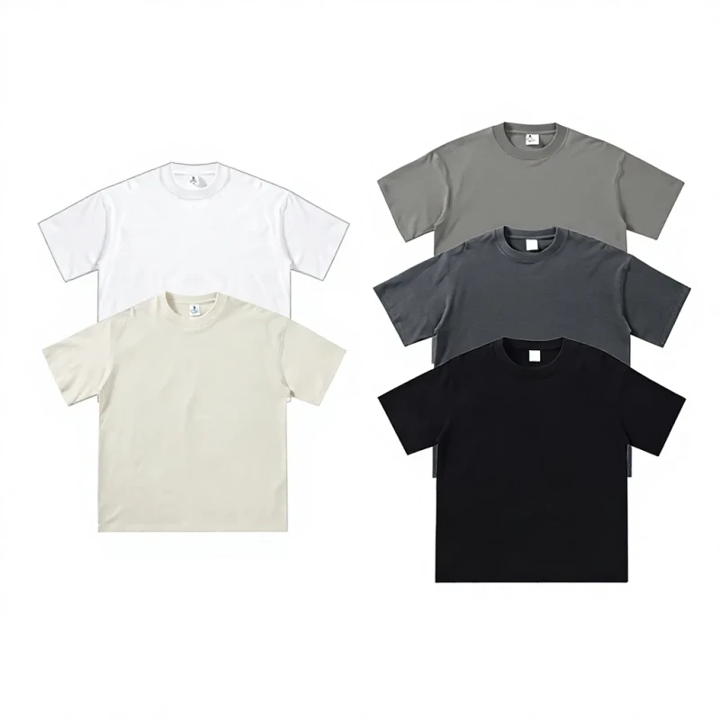 Custom-logo-280g-100-Cotton-Heavyweight-Solid-Breathable-Shirt-O-Neck-Oversized-Short-Sleeve-Unisex-T-Shirt