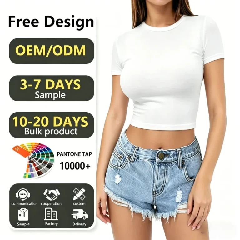 Custom-logo-Baby-Tee-Womens-T-shirts-Crop-Top-Puff-Rhinestone-Plain-Sexy-Fitted-Thin-Blank-Shirt-for-Woman