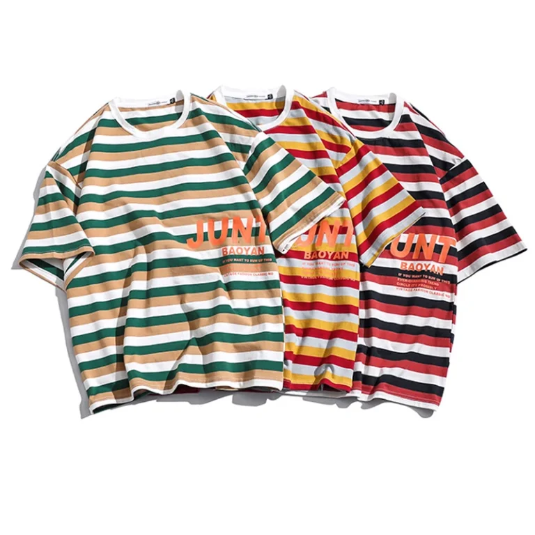 Custom-logo-Cotton-Man-t-Shirt-Striped-t-Shirt-in-Bulk