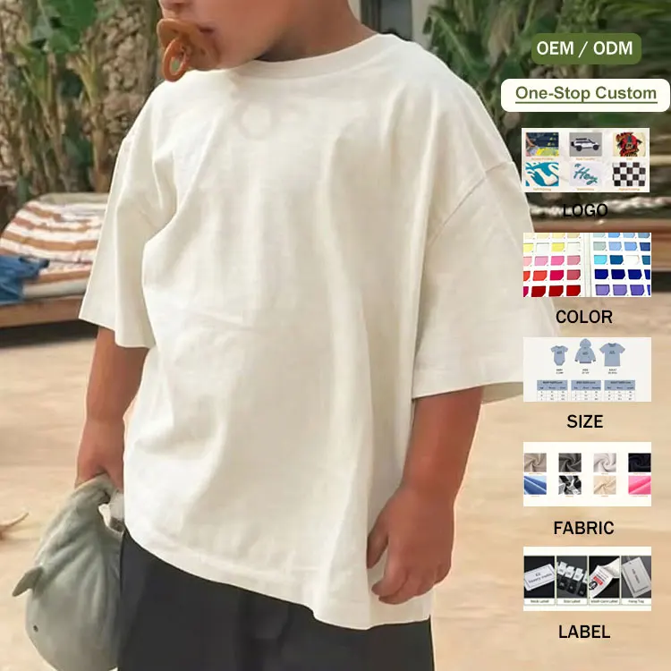 Custom-logo-Kids-Drop-Shoulder-Boxy-Baggy-Tee-Toddler-Baby-Boys-100-Cotton-Skater-Tee-Blank-Short-Sleeve-Oversized-T-shirt