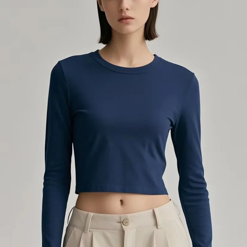 Custom-logo-Womens-Baggy-Full-Sleeved-Slim-Fit-Cropped-T-shirt-Casual-Crew-Neck-Streetwear-Vintage-T-Shirt-for-Women