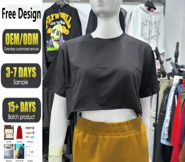 Custom-pure-cotton-sexy-t-shirt-Short-sleeve-black-o-neck-t-shirt-High-waist-blank-simple-t-shirt