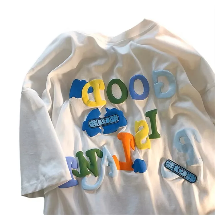 Customizable-Logo-Mens-T-Shirt-100-Cotton-Shirt-Comfortable-and-Breathable-Puff-Print-Custom-Tshirts-for-Men