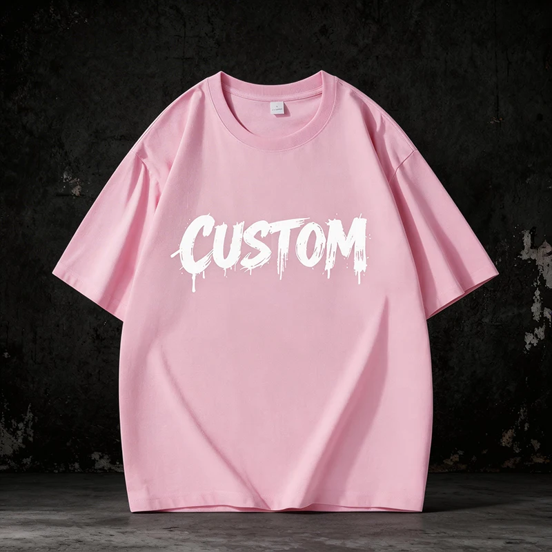 Customizable-Mens-Vintage-Short-Sleeve-O-Neck-T-Shirt-260g-100-Cotton-Eco-Friendly-Front-Logo-Anti-Pilling-Breathable