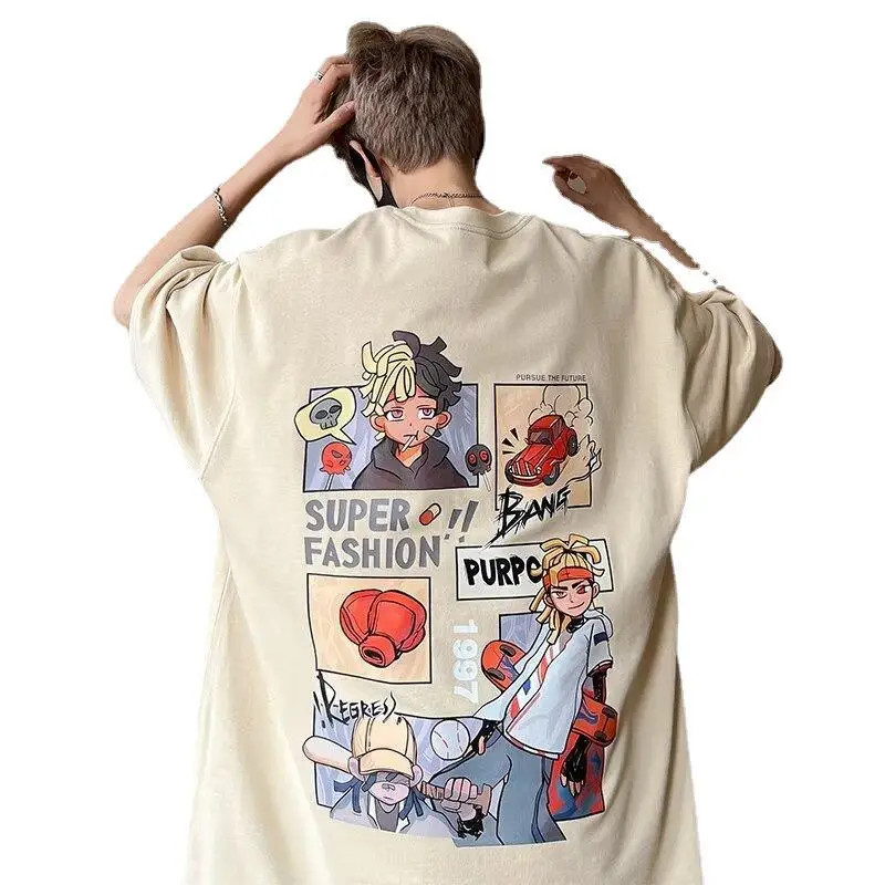 Customizable-Summer-Short-Sleeve-Mens-T-Shirt-Anime-Hot-Cartoon-Print-O-Neck-Casual-Style-Plus-Size-School-Boy-T-Shirt