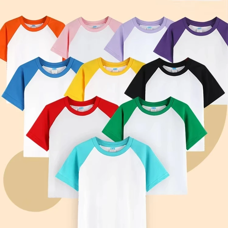 Customize-Children-Boys-Plain-Logo-Label-Color-Block-Cotton-Screen-Printed-Custom-Girls-Kids-T-shirt