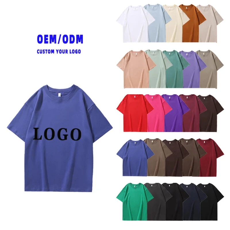 Customize-Graphic-Print-LOGO-100-Cotton-Mens-Loose-Fit-Solid-Color-Bulk-Blank-Tall-180-GSM-Unisex-T-Shirts