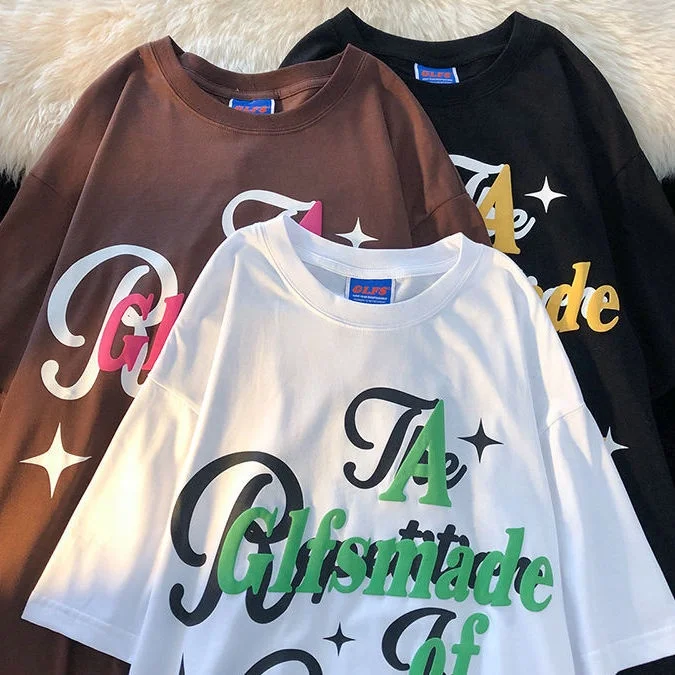 Customized-100-Cotton-American-High-Street-Foam-English-Letter-Printing-Short-sleeved-T-shirt-Large-Size-Womens-Summer-Loose-t