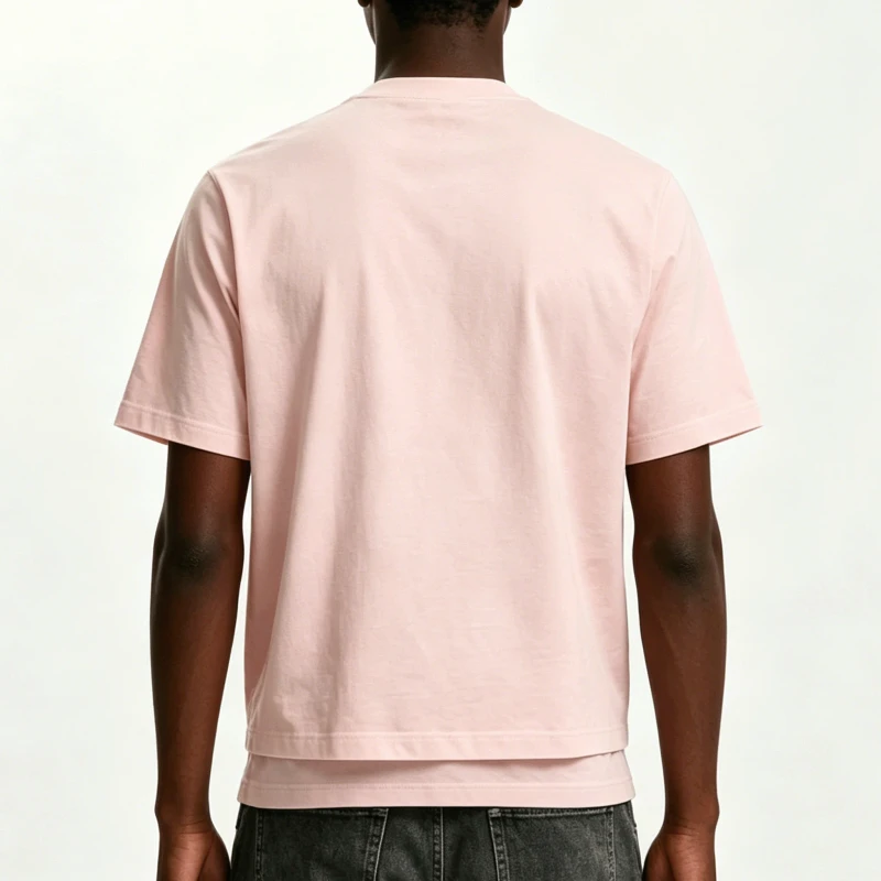 Customized-220gsm-100-Cotton-T-shirt-Men-High-Neckline-Rib-Slim-Fit-Plain-Heavyweight-Streetwear-Tee-OEM