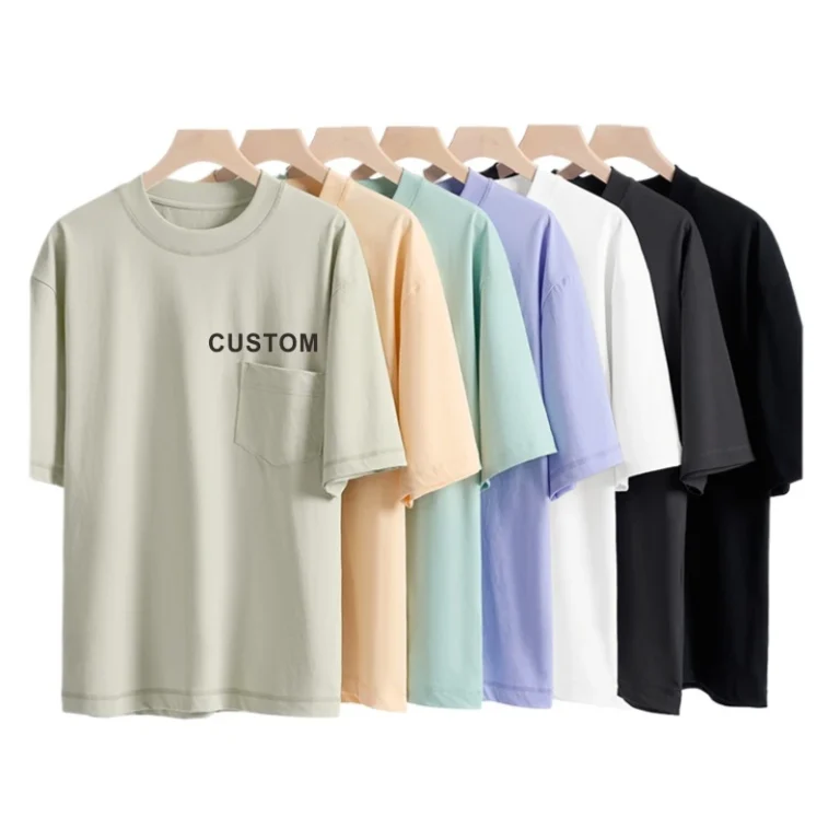 Customized-230g-Weight-100-Pure-Cotton-T-shirt-Printed-Loose-Oversized-Retro-Mens-T-shirt-with-Pocket-2