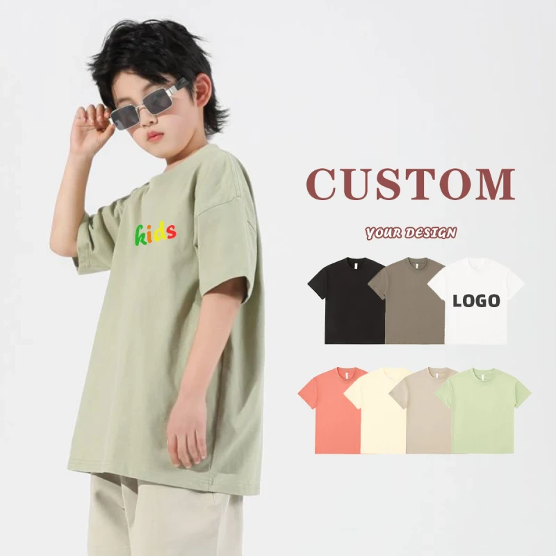 Customized-Blank-Childrens-Cotton-T-shirt-Embroidered-Printed-logo-Solid-ColorT-shirt-Blank-Plain-Boys-T-shirts