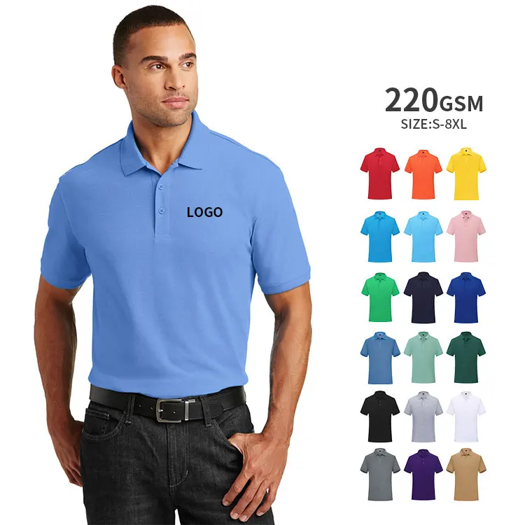 Customized-Embroidered-Pure-Cotton-Mens-Polo-Shirt-Uniform-Sports-Golf-Shirt-Unisex-Oversized-European-Size-Workwear-Polo-Shirt