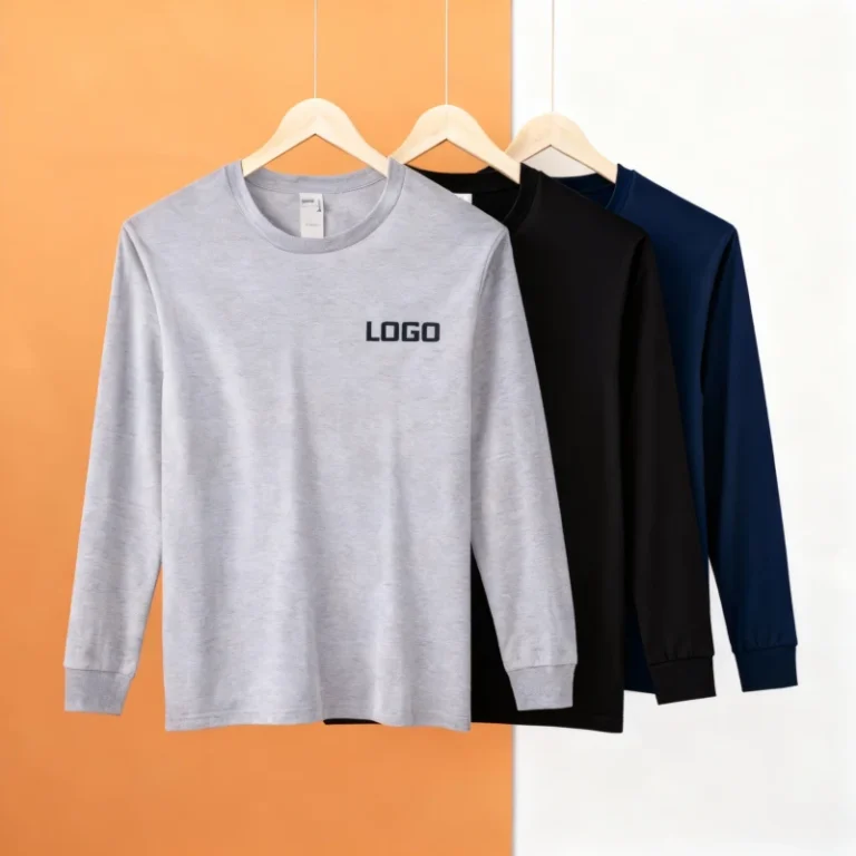 Customized-Formal-Woven-Slim-Fit-T-Shirts-New-Style-Long-Sleeve-205g-Heavy-100-Cotton-Men-Anti-Pilling-Breathable-Comfortable