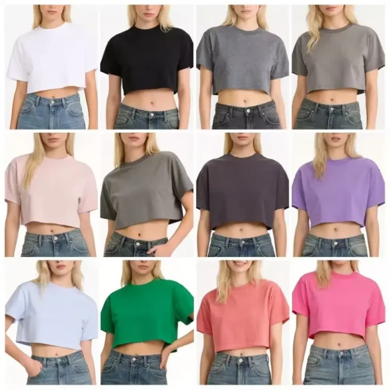 Customized-LOGO-Women-Short-Sleeve-Cropped-T-Shirts-Drop-Shoulder-Round-Neck-Crop-Tops-Casual-Summer-Solid-Color-Basic-Tees