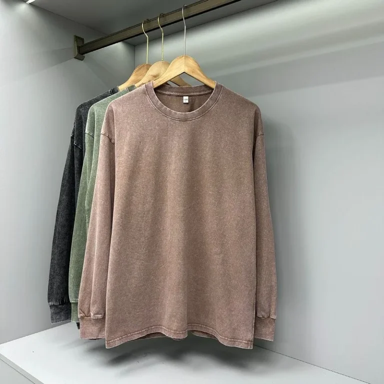 Customized-Long-sleeved-T-shirts-High-quality-Acid-washed-Mens-T-shirts-230g-Pure-Cotton-Design-LOGO-T-shirts