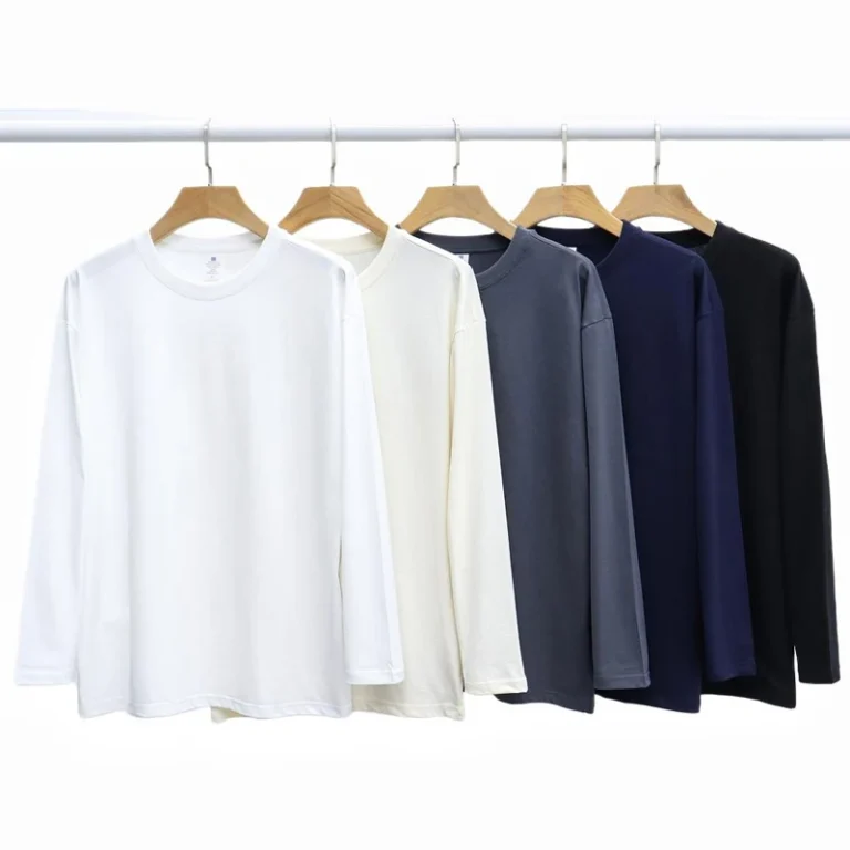 Customized-Mens-Long-Sleeved-T-shirt-High-quality-Heavyweight-Luxury-Blank-Shoulder-Ribbed-Round-Neck-Mens-T-shirt